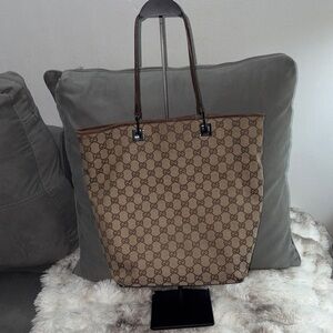 Gucci Monogram Tote Bag in Brown